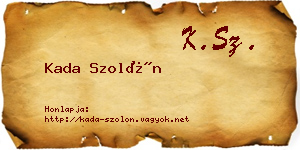 Kada Szolón névjegykártya